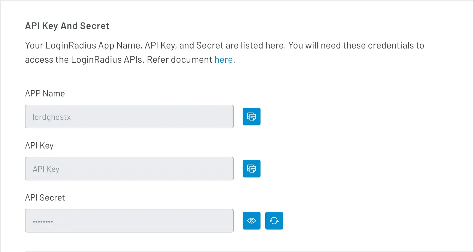 LoginRadius API credentials