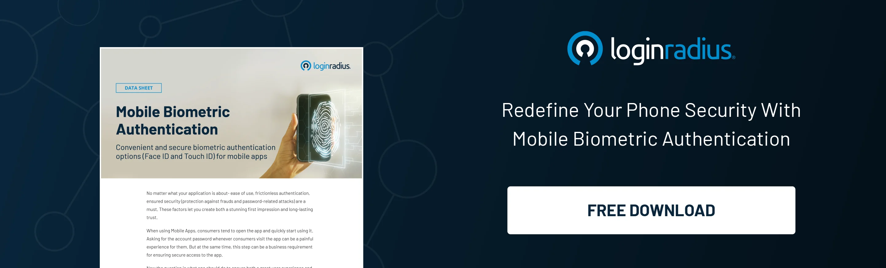 Illustration showcasing a downloadable resource from Loginradius named- mobile biometric authentication.