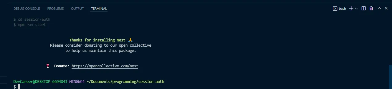Screenshot - Thanks for installing NEST