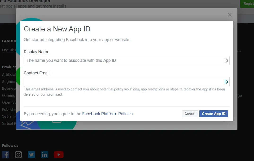 Create Facebook APP