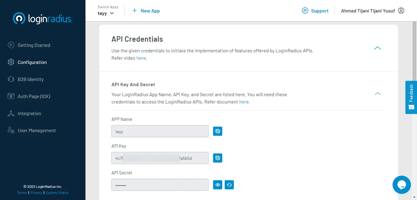 LoginRadius Configuration Tab