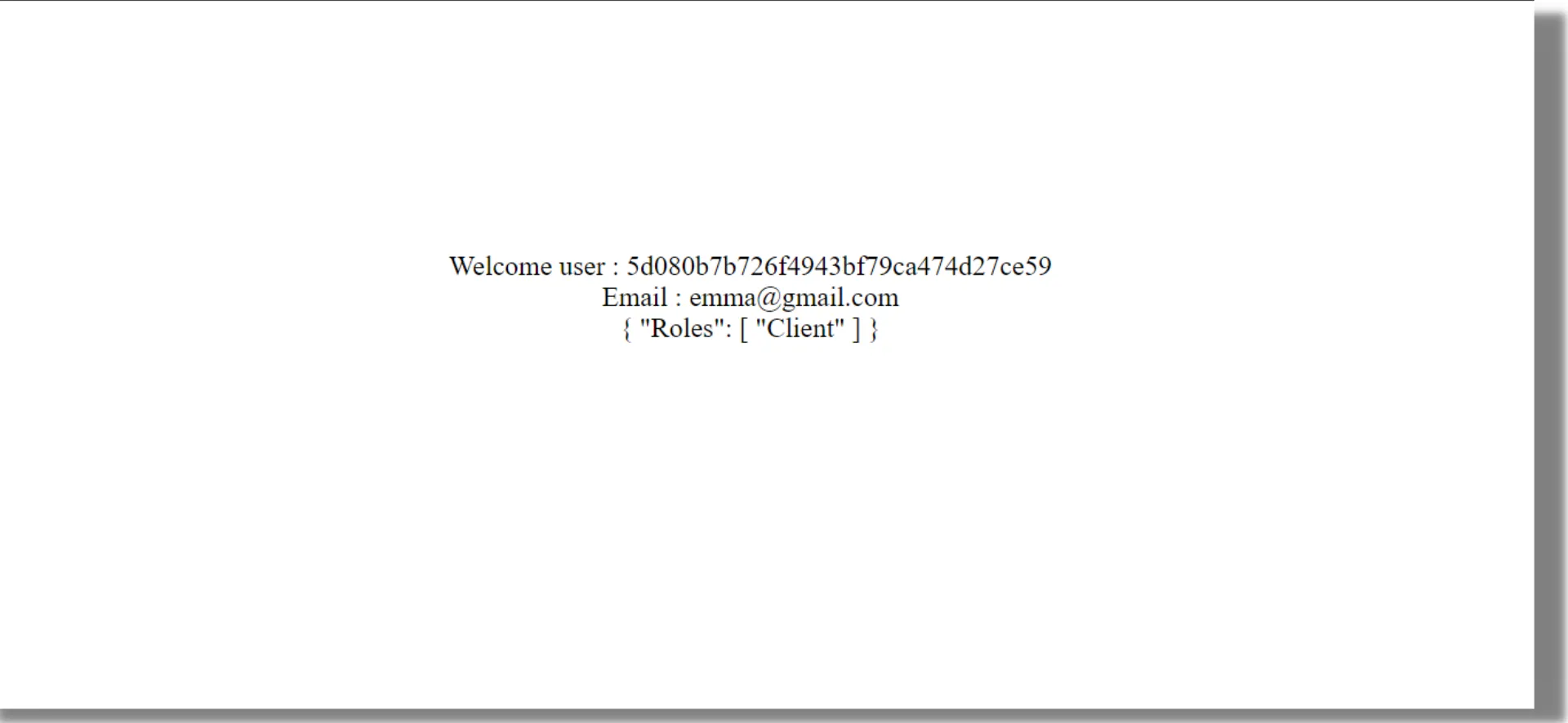 output on login route