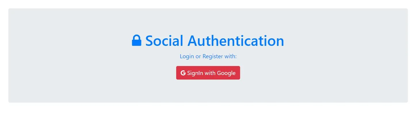Social Authentication Page Social Authentication Page