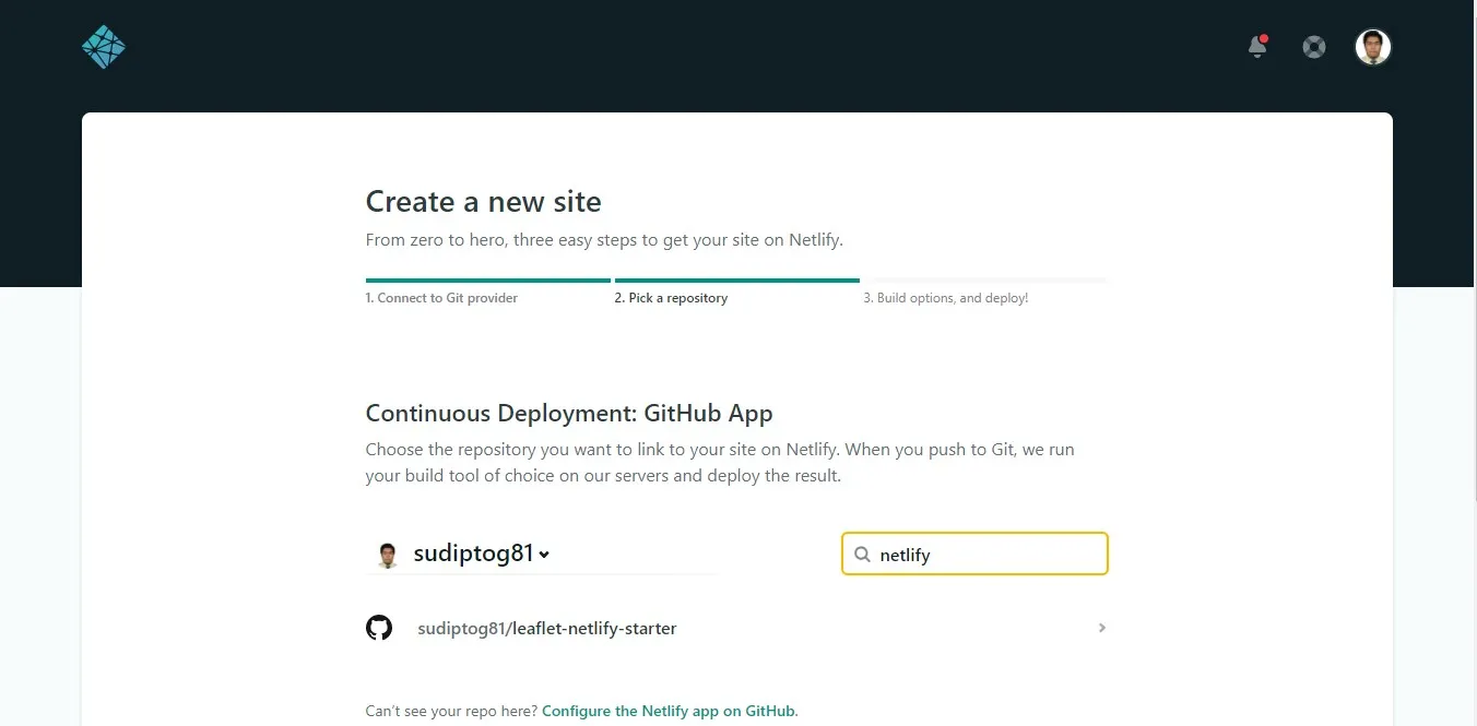 Git Respository Selection