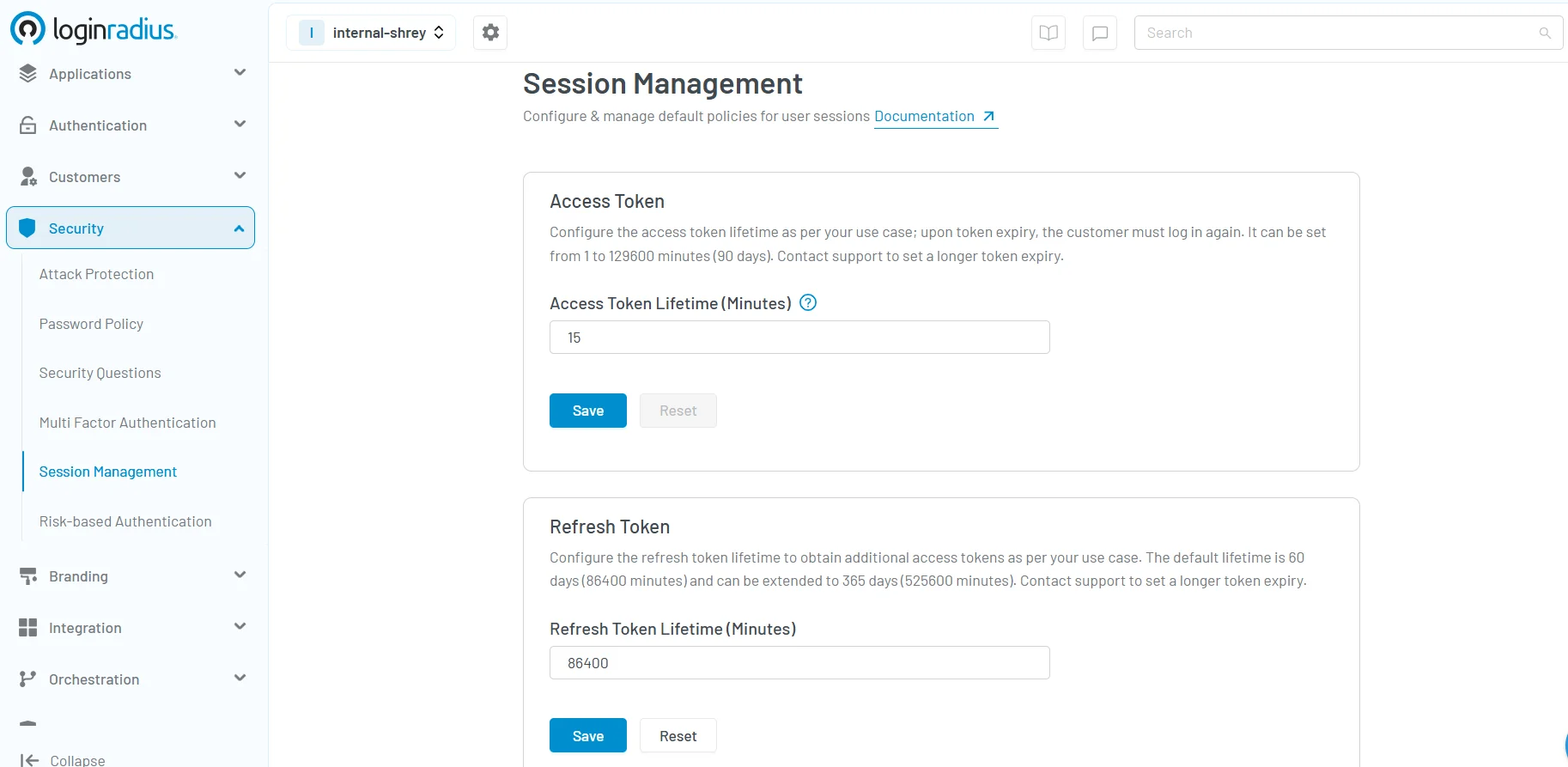 Illustration showing loginradius admin console with jwt configuration where users can manage access token and refresh token settings.