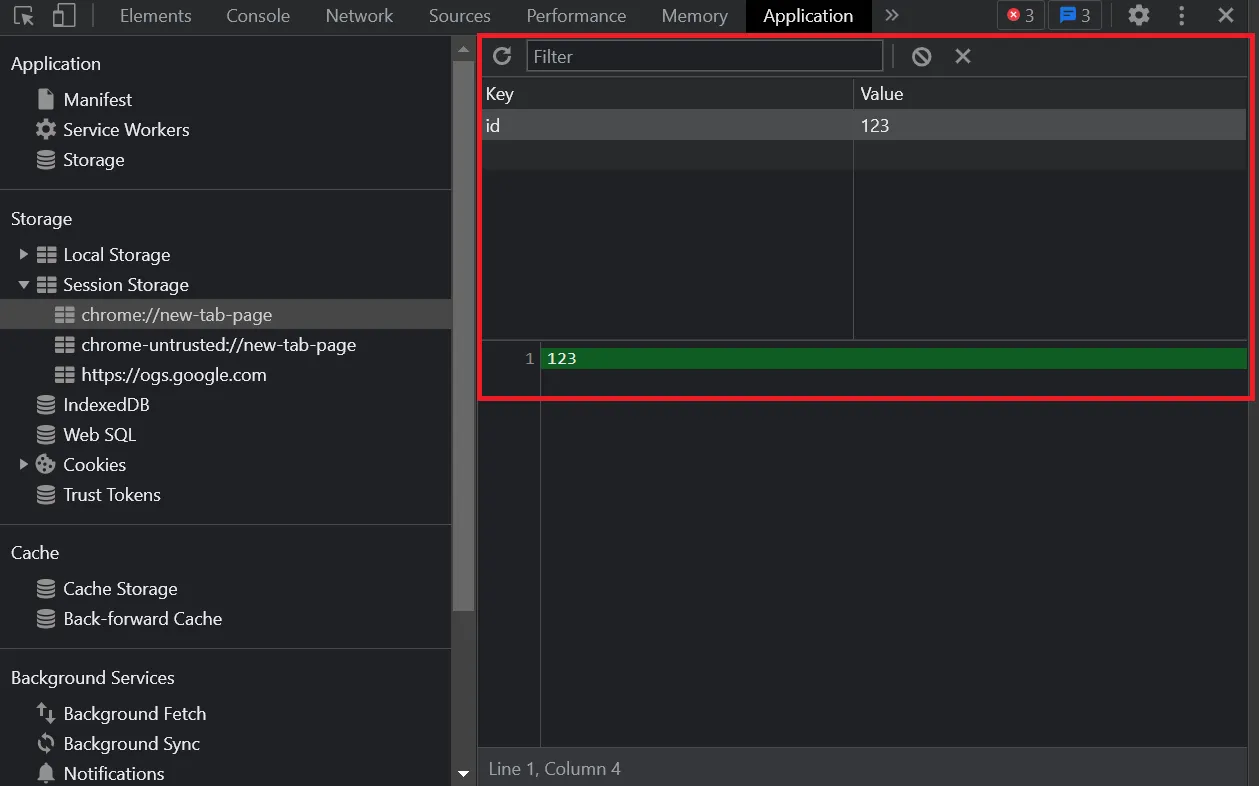 Session Storage Example