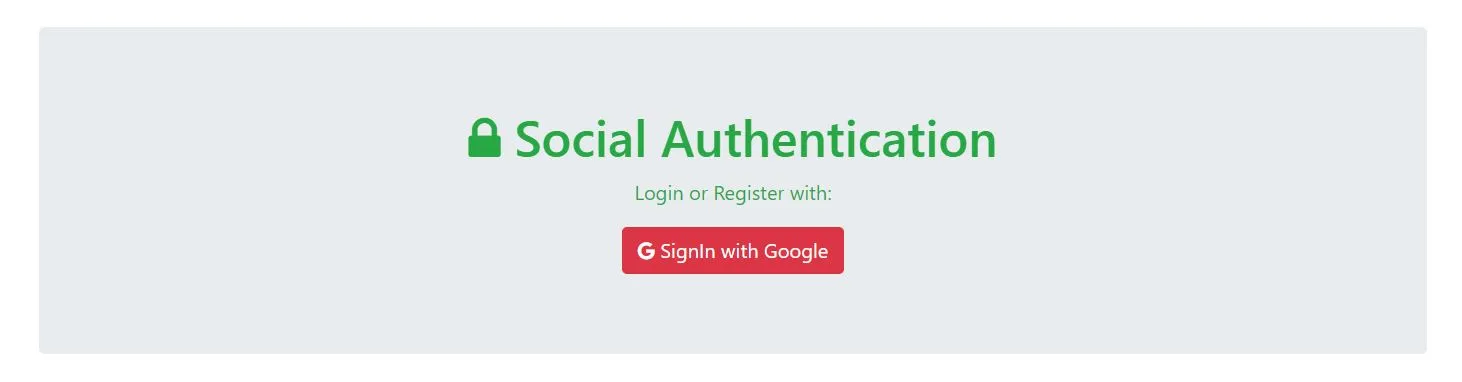 Social Authentication Page Social Authentication Page
