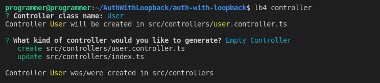 Creating User Controller