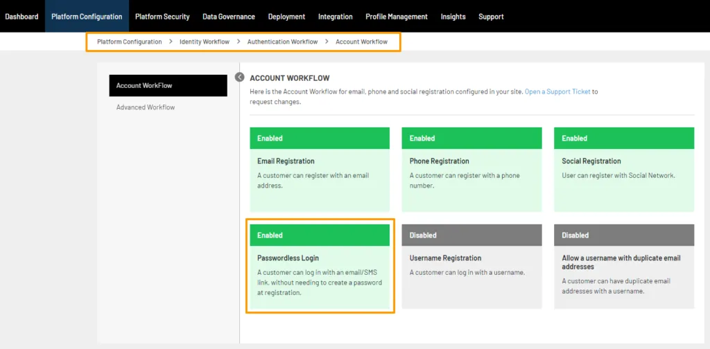 activating passwordless login in loginradius dashboard