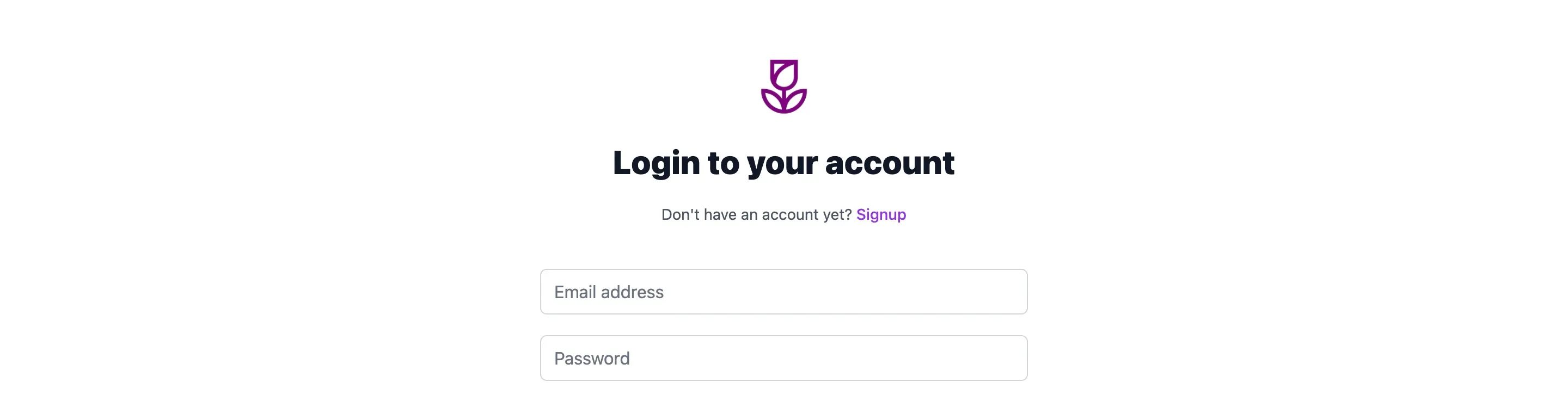 login page with input fiels