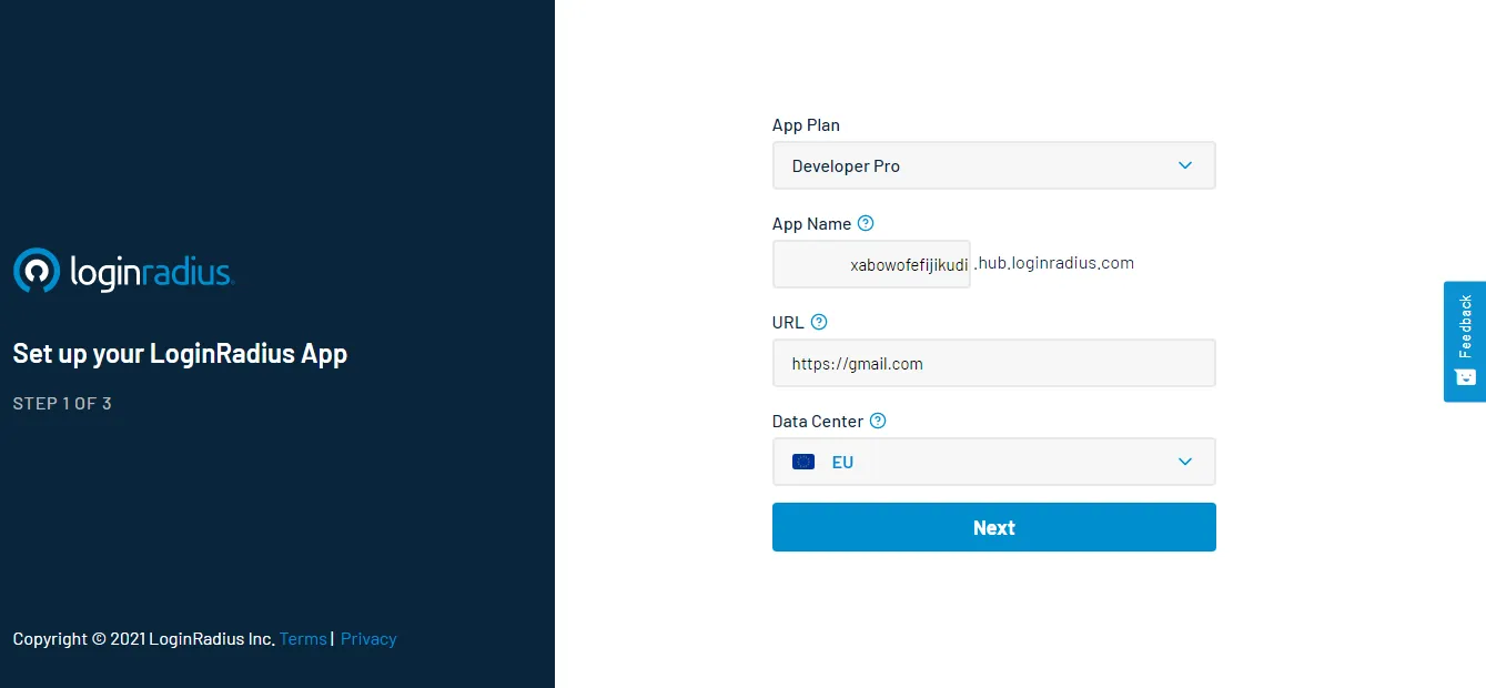 LoginRadius - Enter your app name