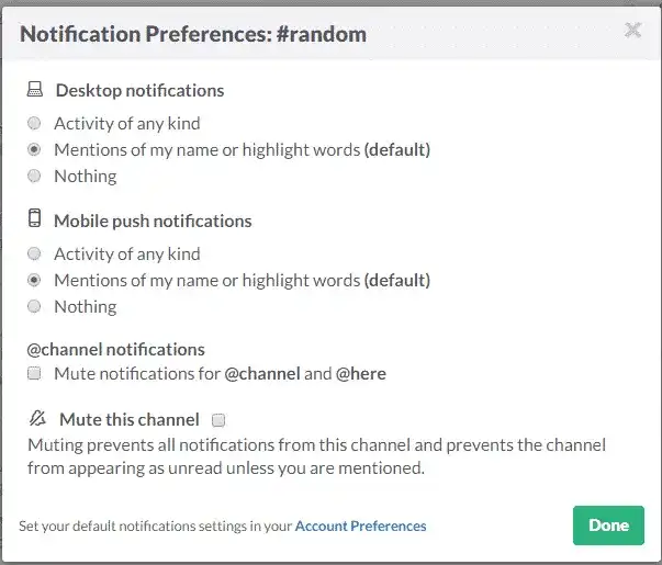 How to set notification preferences in Slack